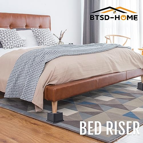 Heavy Duty 2-Inch Furniture & Bed Risers with Anti-Slip Pads - 4 Pack