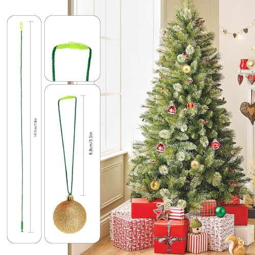 200 Pack Green Christmas Ornament String Hangers with Snap Fasteners