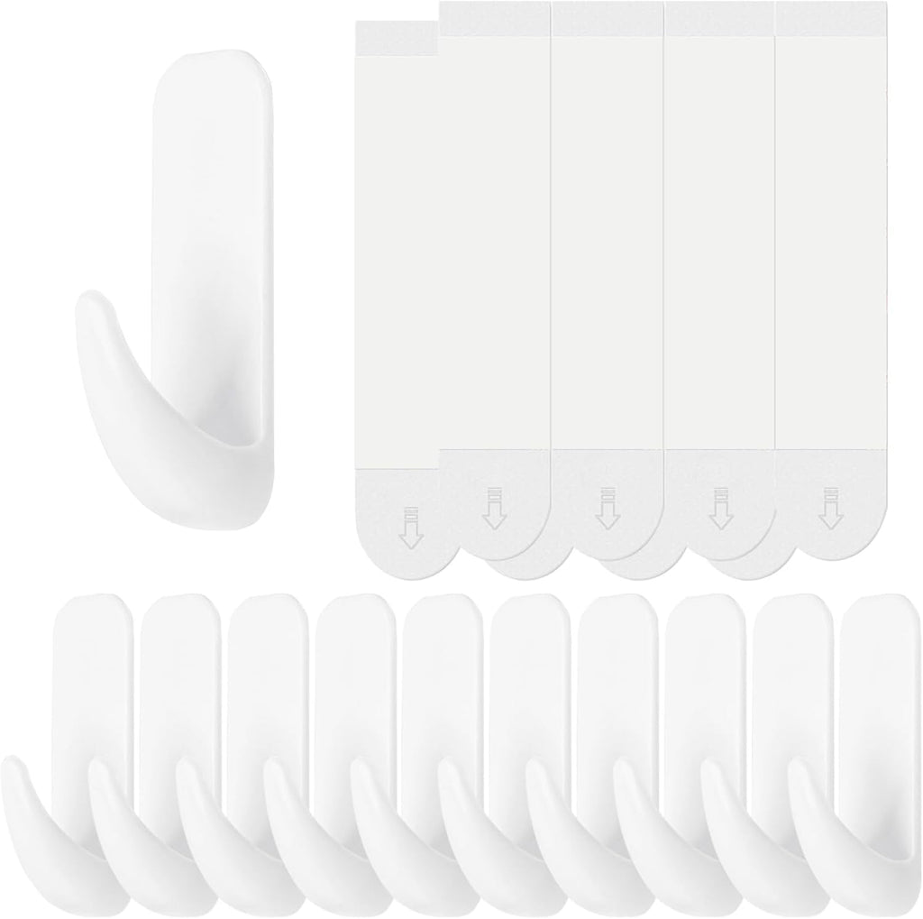 Skiennix Heavy Duty Wall Hooks - 10 Large Damage-Free Adhesive Hooks for Key Holder & Coat Hanging