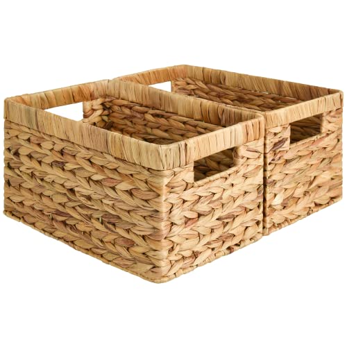 Wicker Storage Baskets for Shelves 2-Pack Woven Pantry Organizers
