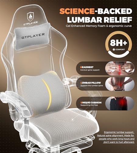 Ergonomic Gaming Chair with Footrest, Pocket Spring Cushion & Lumbar Support