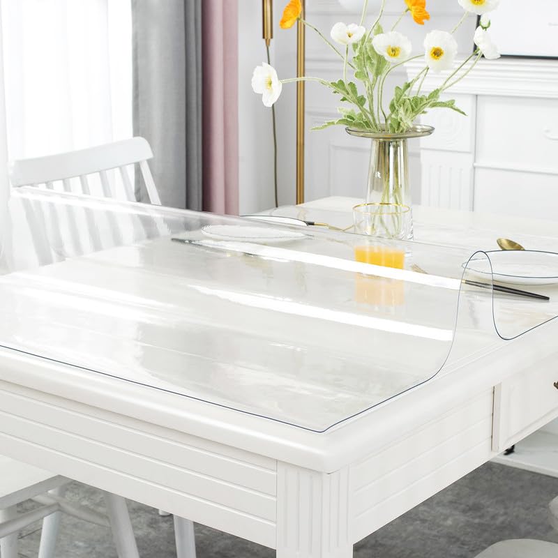 1.5mm Thick Clear Table Protector, 36 x 60 Inch PVC Rectangle Desk Mat