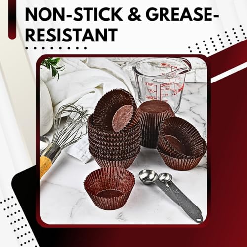 Green Direct Standard Cupcake Liners - Bulk Paper Baking Cups, Brown, Pack of 500