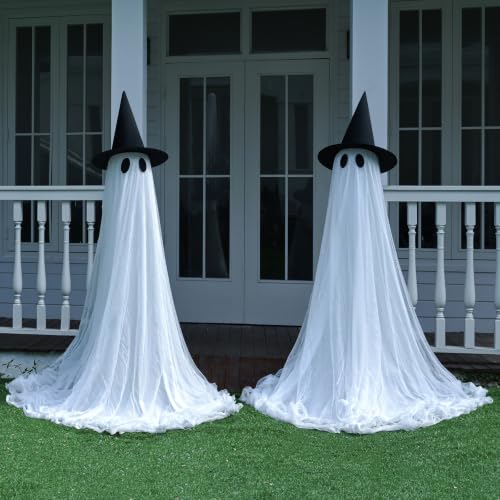 5 Ft Light Up Ghost Outdoor Halloween Decorations with Remote - 2 Pack