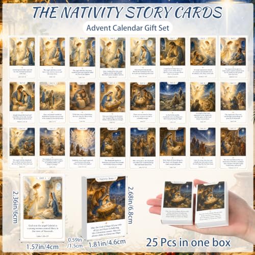 Tinlade 625 Pcs Christian Nativity Advent Calendar 2026 Cards with 25
