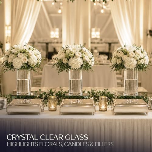 Clear Glass Cylinder Vase 12" Tall with 6" Opening for Centerpieces