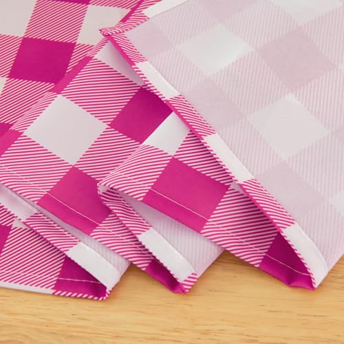 Essifunia Rose Pink 108 x 12 inch Waterproof Checkered Table Runner