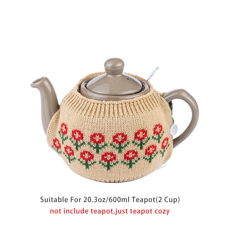 Knitted Acrylic Teapot Cosy for 400-600ml Tea Pots, Two-Piece Dust Cover