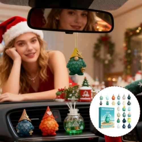 Sea Glass Gnome Advent Calendar - 24 Days Christmas Countdown with Ornaments