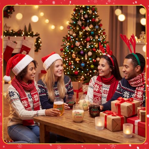 Yiyiring 24 Pcs Christmas Stemless Wine Glasses 16 oz, Plastic Glasses with Holiday Patterns