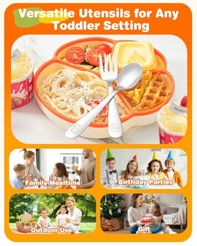 8-Piece Toddler Utensils Set - Child-Sized Stainless Steel Silverware