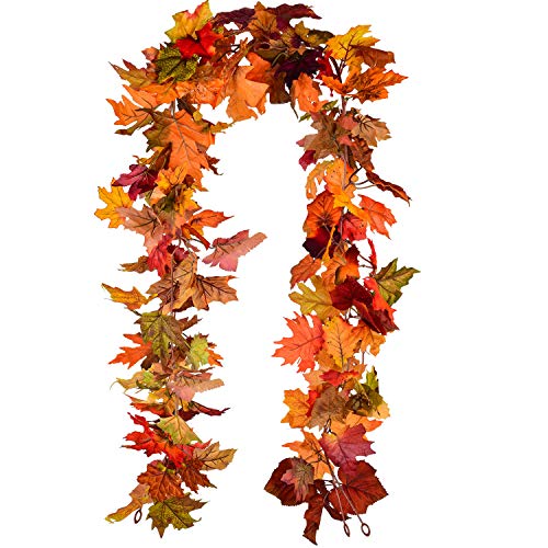 Artificial Fall Maple Leaf Garland 2-Pack - 11.8ft Autumn Foliage Decor