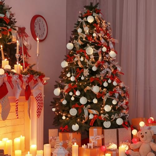 Shatterproof 100-Pack Christmas Ball Ornaments Set, 3/4/6 cm White Xmas Tree Decorations