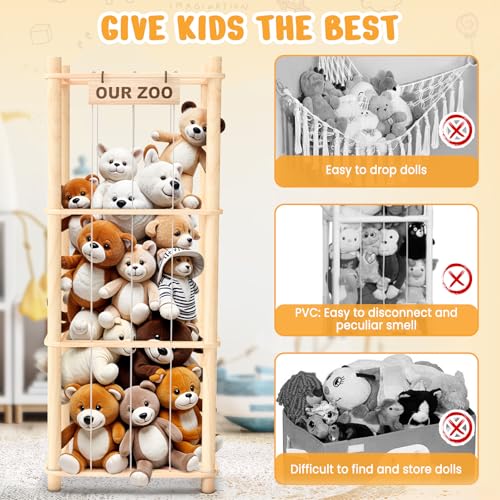 Woodure Wooden Stuffed Animal Storage Zoo & Toy Holder for Playrooms