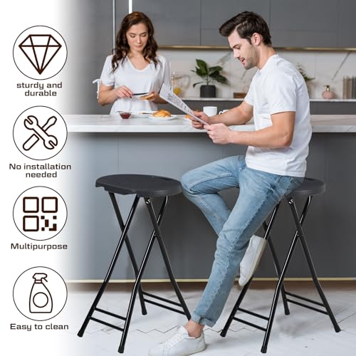 24-Inch Portable Folding Counter Stools, Heavy Duty Bar Stools with Handle