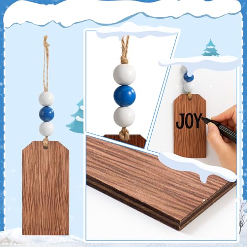 Blue Christmas Stockings 6-Pack with 6 Wooden Name Tags - MiniInflat