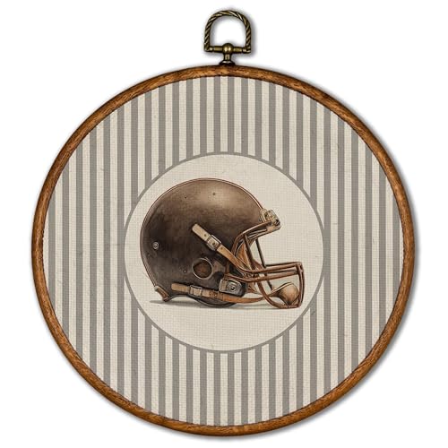 Vintage Rugby Football Round Wall Art - 10x10 Inch Framed Sports Canvas Print