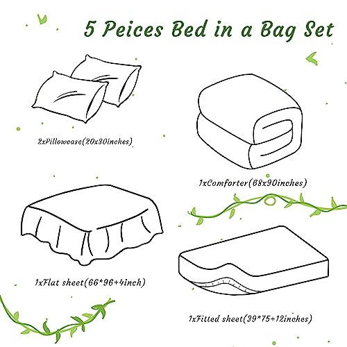 5-Piece Twin Bed in a Bag Comforter and Sheet Set, Soft Brushed Microfiber