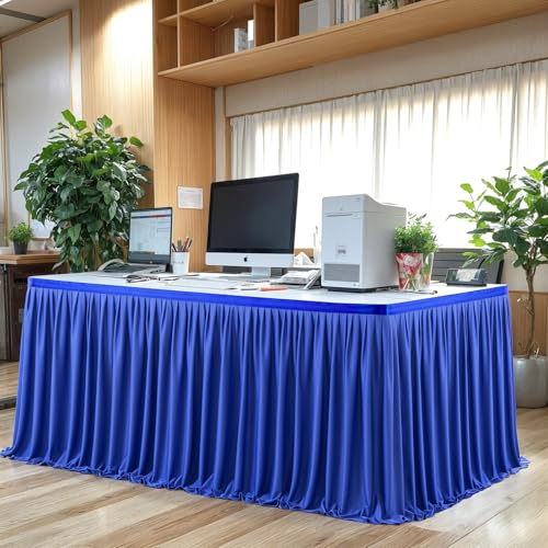 Royal Blue Pleated Table Skirt for 6ft Rectangle Tables - Wrinkle Resistant