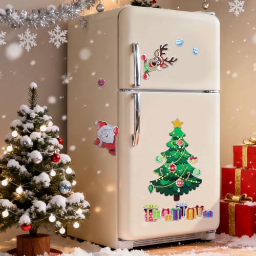 MAGICLULU Christmas Tree Refrigerator Magnet - Festive Holiday Magnetic Sticker, Waterproof & Reusable, 19.68 x 11.81 Inches