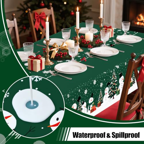 Smiry 54 x 108 Inch Christmas Green & White Disposable Tablecloths (10 Packs)