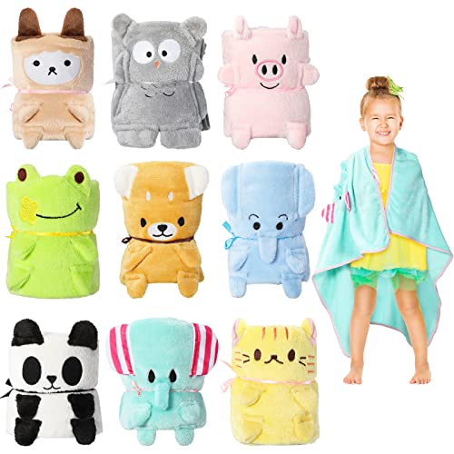 Boyiee 9 Pack Kids Animal Fleece Throw Blankets - Travel & Nap Size