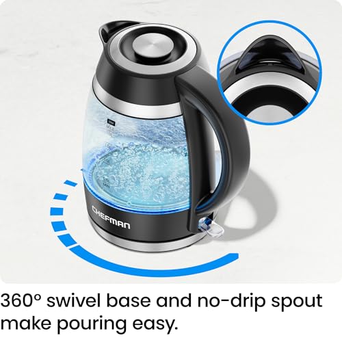 1.8L Borosilicate Glass Electric Kettle - 1500W Fast Boiling Water Heater