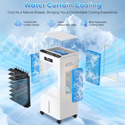 Portable Evaporative Air Cooler 3-in-1 Fan with Remote and Ice Boxes