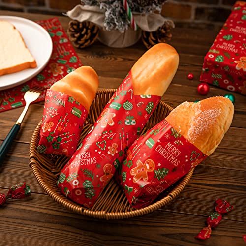 KVCSYAW 100 Pcs Christmas Wax Paper for Food - Red Biscuit Style