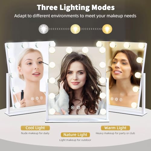 ZBOCAI 13'' x 11'' Lighted Makeup Mirror with 12 Dimmable Bulbs & 3 Color Modes