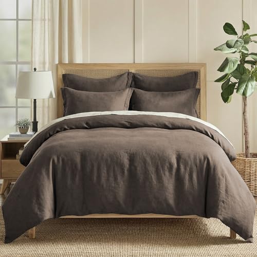 King Duvet Cover - 100% French Flax Linen - Cocoa - 106x94in.