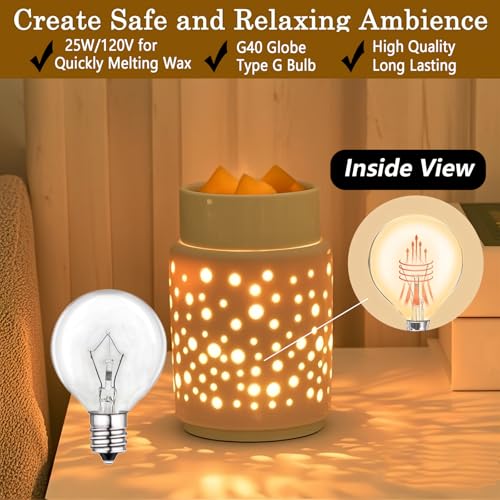 25W Wax Warmer Replacement Bulbs - E12 Candelabra Base, 6 Pack