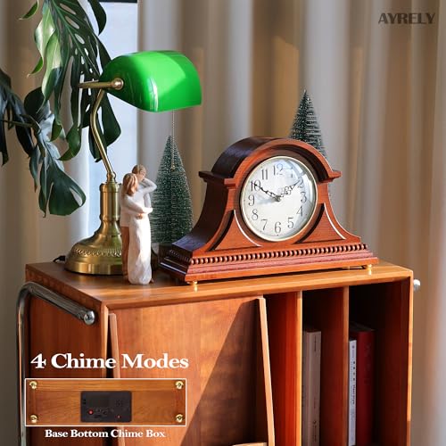 Wooden Mantel Clock with Melodious Hourly Chimes and Nighttime Mute Mode