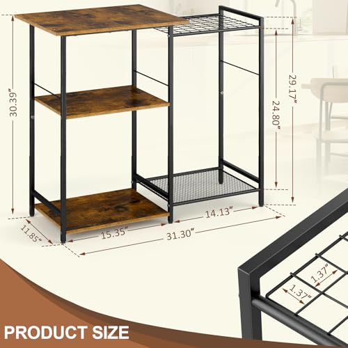 5-Tier Kitchen Baker's Rack with Microwave Stand and Storage Hooks