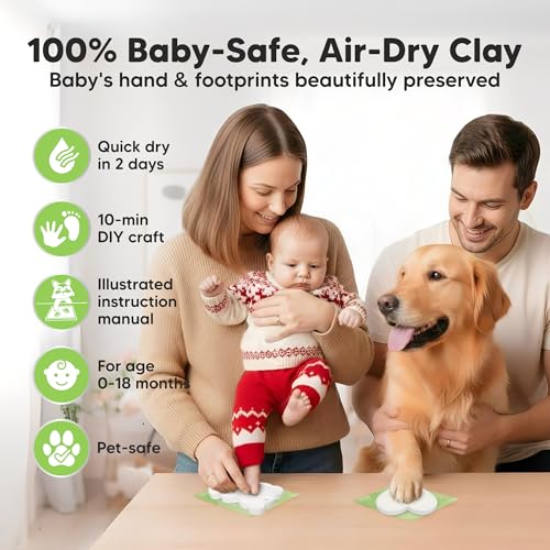 DIY Baby Hand and Footprint Keepsake Kit - Air-Dry Clay Ornament Set