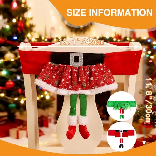 Christmas Chair Back Covers Set, 3 Pcs Santa/Elf Belt Sash Chairs 18.1 x 11.8 in