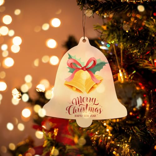 Sophena Bell Third DIY Large 7" Unfinished Wood Ornaments Set, 10pcs — Paint & Hang for Christmas