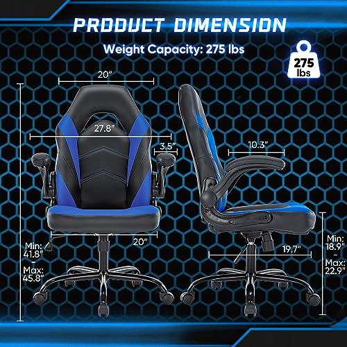 Ergonomic Gaming Chair with Lumbar Support and Flip-Up Armrests