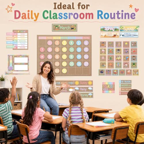 Kraft Paper Classroom Calendar Bulletin Board Set with Seasons Weather & Days of the Week