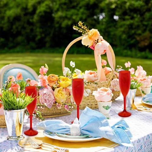 JLYLOL 48 Pcs Champagne Flutes - 5.4oz Plastic Stemware, Red (Variation Red) for Parties