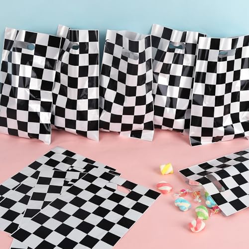 30-Pack Checkered Race Car Party Favor Bags with Handles for Kids
