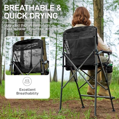 Tall Foldable Camping Chair with Footrest, 31-Inch Seat, Heavy Duty Portable