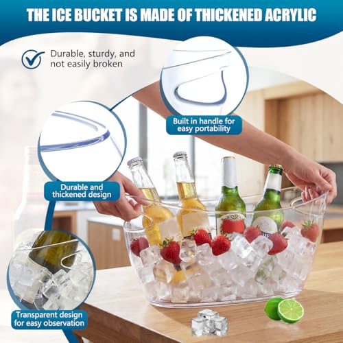 Clear Acrylic Ice Bucket with Scoop - 5L Beverage Tub for Wine & Beer