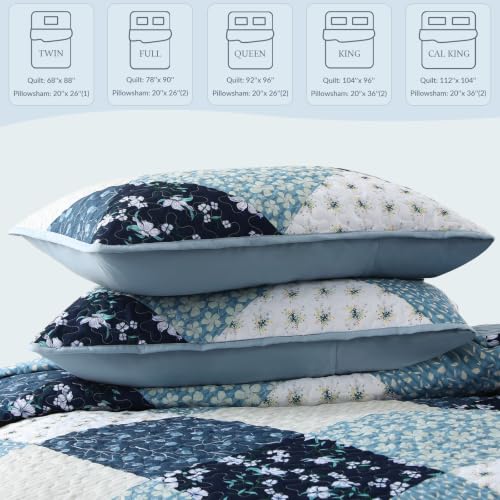 Reversible Boho Quilt Set - Full Size Floral Patchwork Bedding