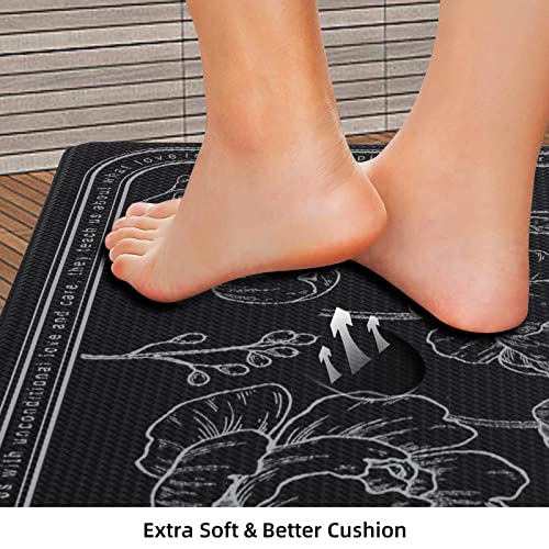 Anti-Fatigue Kitchen Mat Set of 2, Cushioned Non-Slip Waterproof Floor Rugs