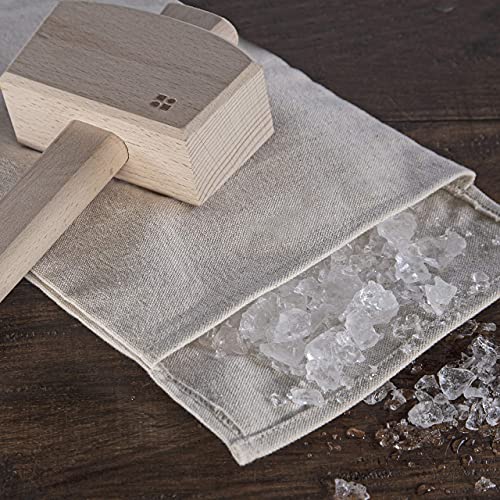 Glacio Wooden Hammer & Canvas Lewis Bag Set - Off White Variation for Crushed Ice