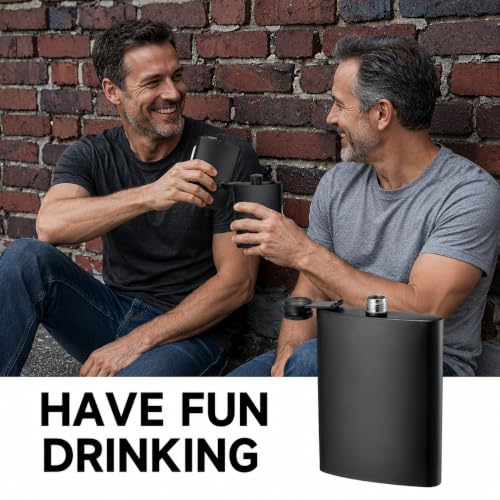 KABUDA 2 Pack Stainless Steel Hip Flasks 8 Oz & 12 Oz Leakproof Set