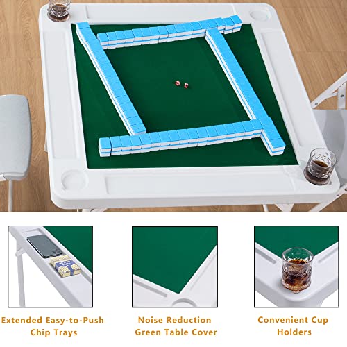 35.4-Inch Folding Mahjong Table, Portable 4-Player Square Game Table