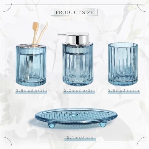 4-Piece Glass Bathroom Accessory Set - Soap Dispenser and Organizer