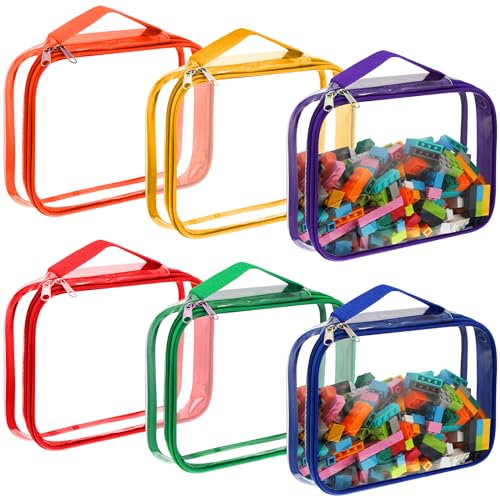 6-Pack Clear Toy Storage Bags with Handles, Waterproof PVC Organizer